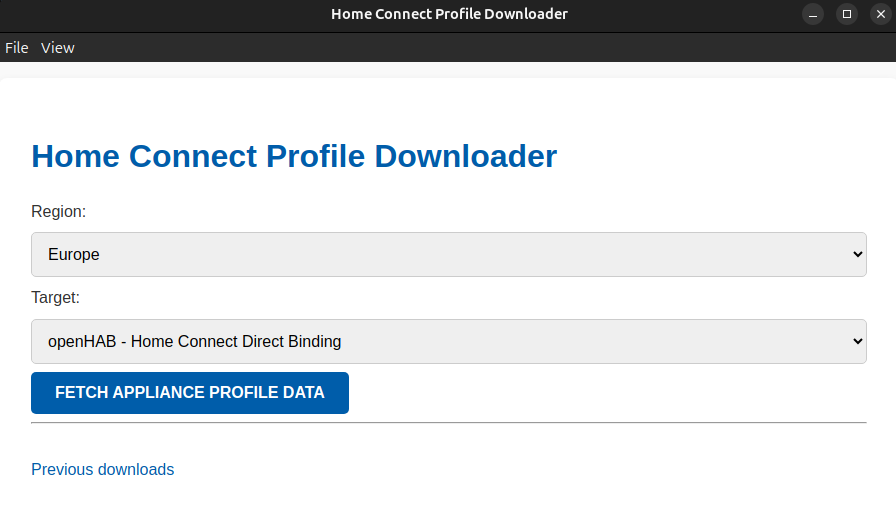 Startseite von Homeconnect Profile Downloader