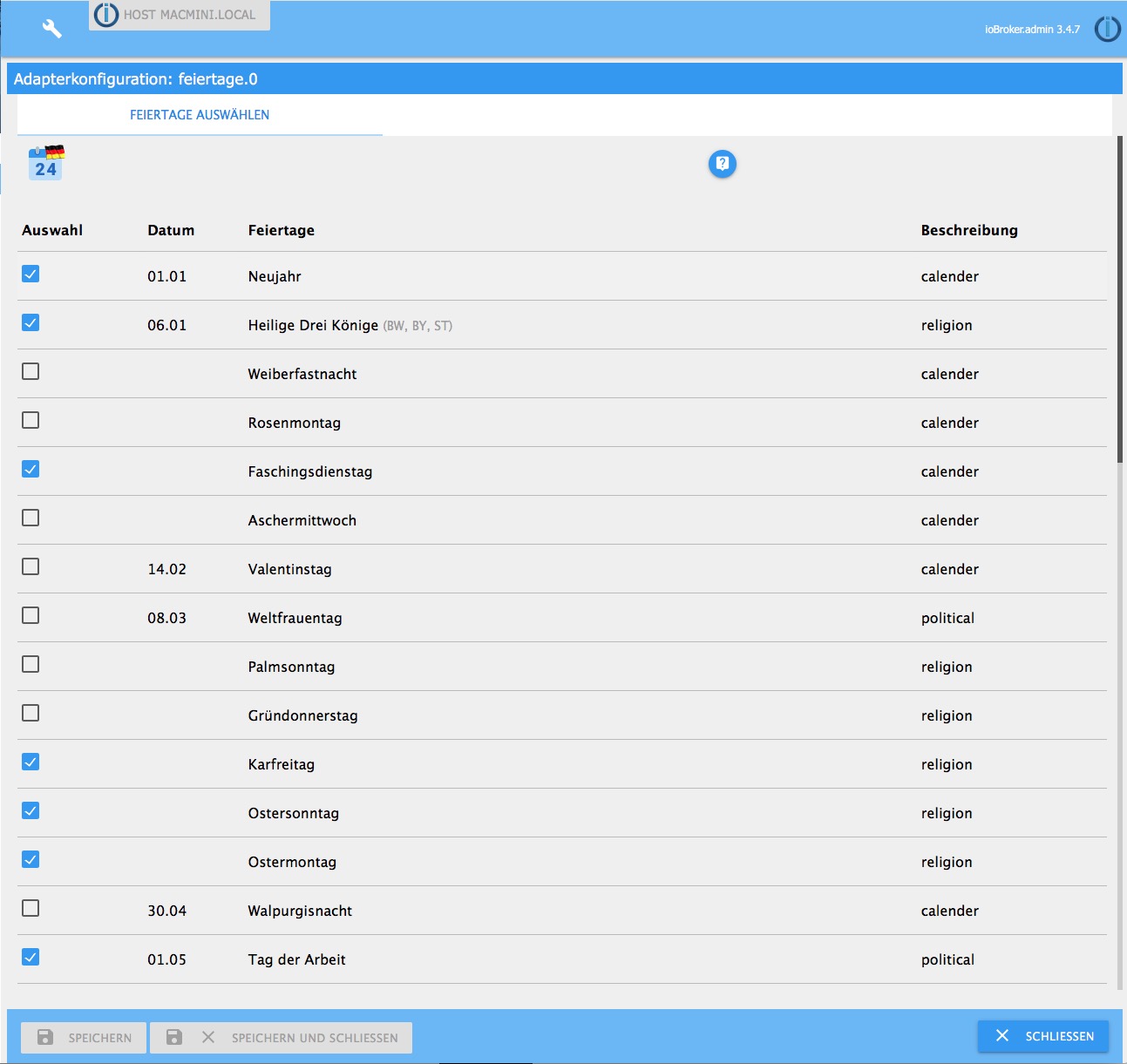 Screenshot Einstellungen alt text