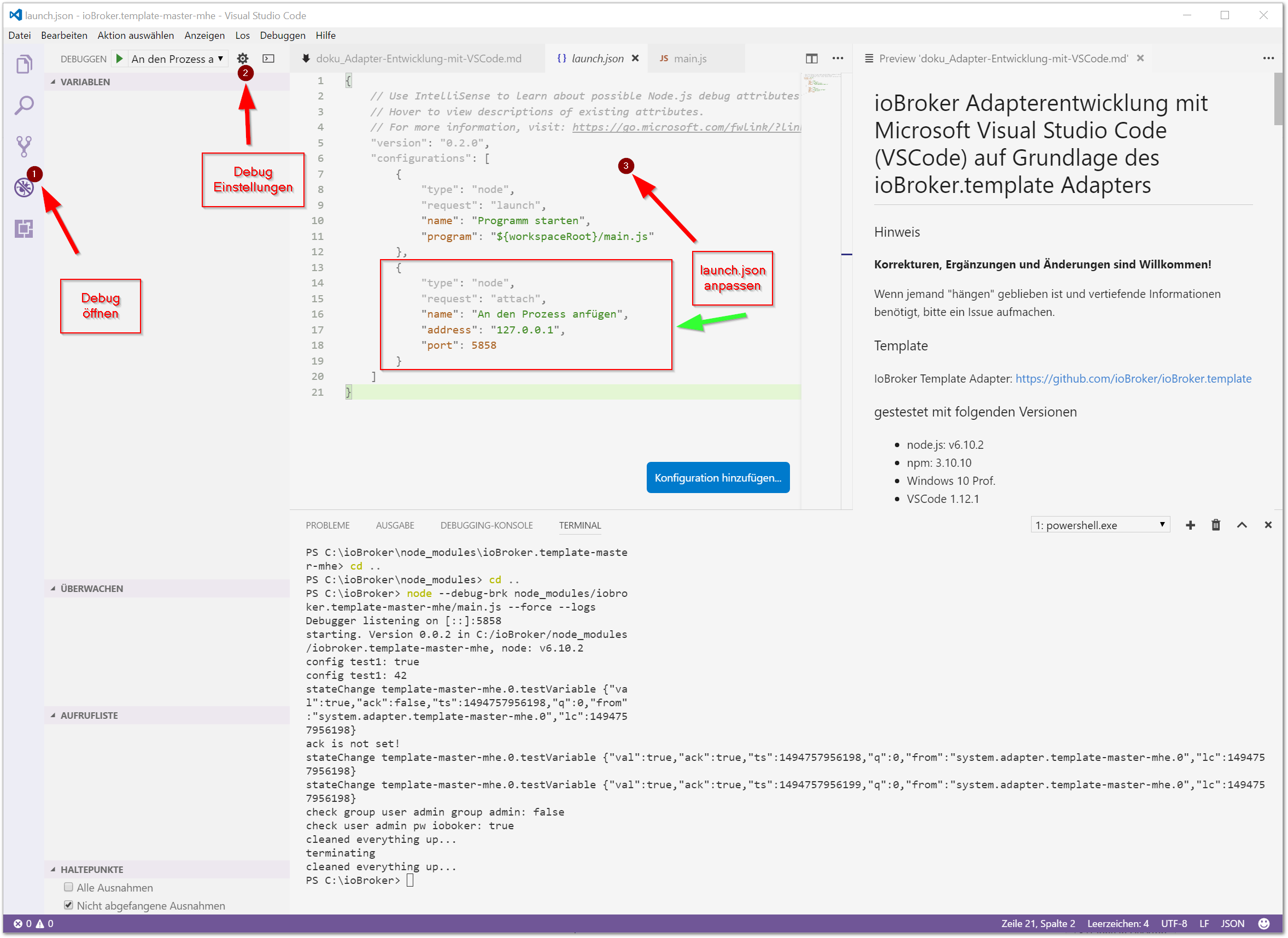 SCREENSHOT: VSCode configuration of launch.json