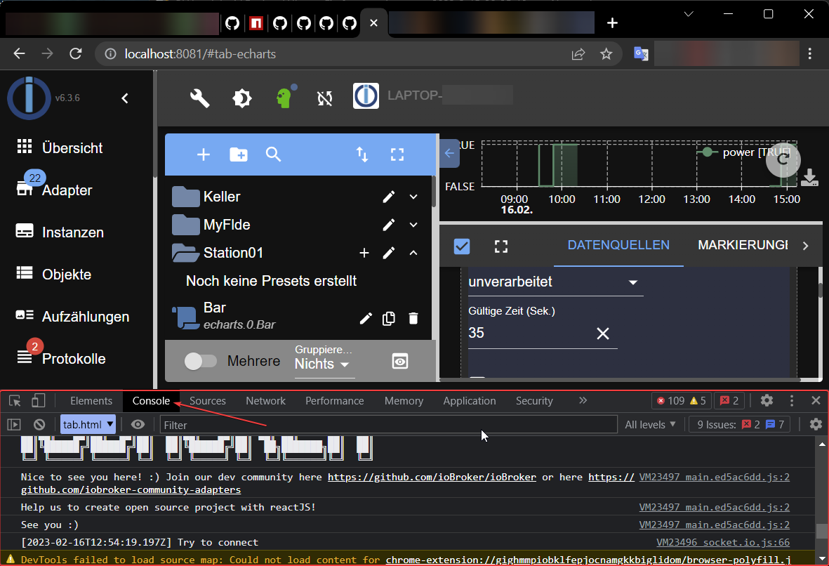 Browserkonsole in Chrome