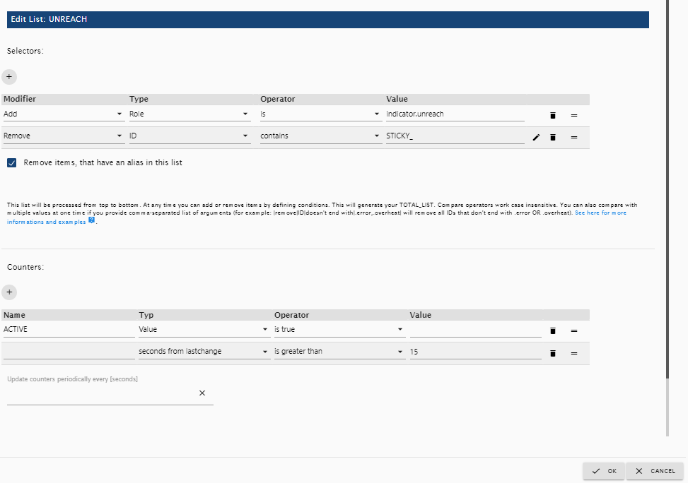 List Edit Unreach