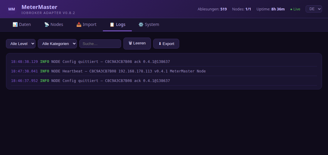 Logs tab
