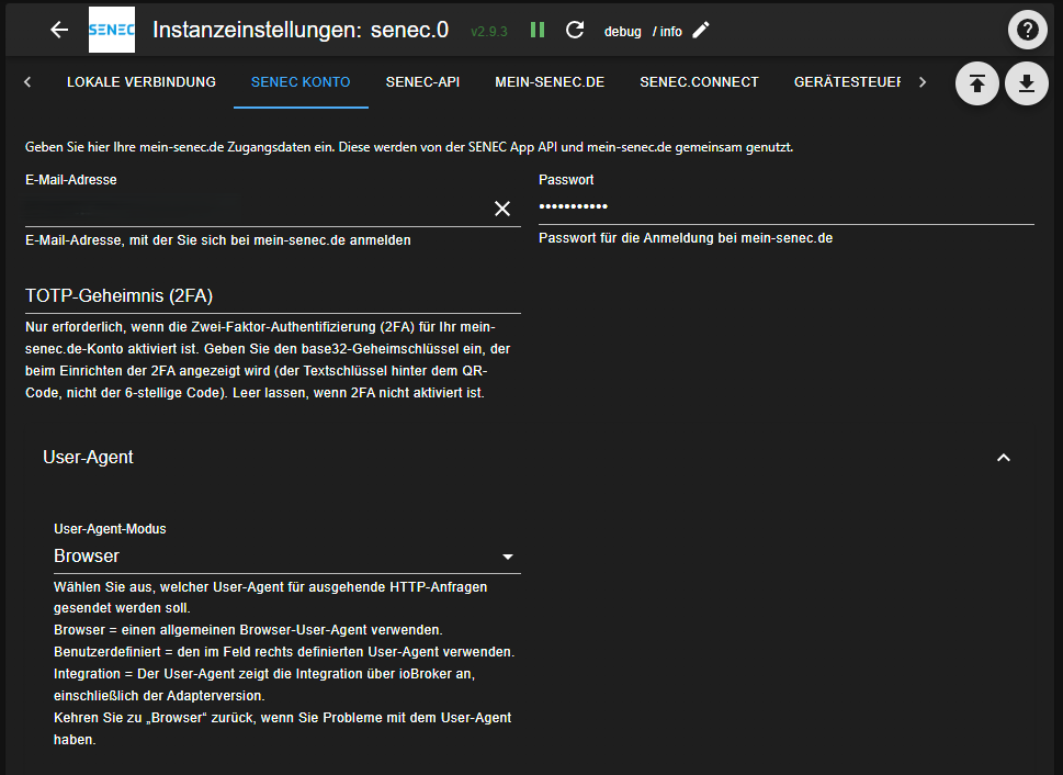 SENEC Account