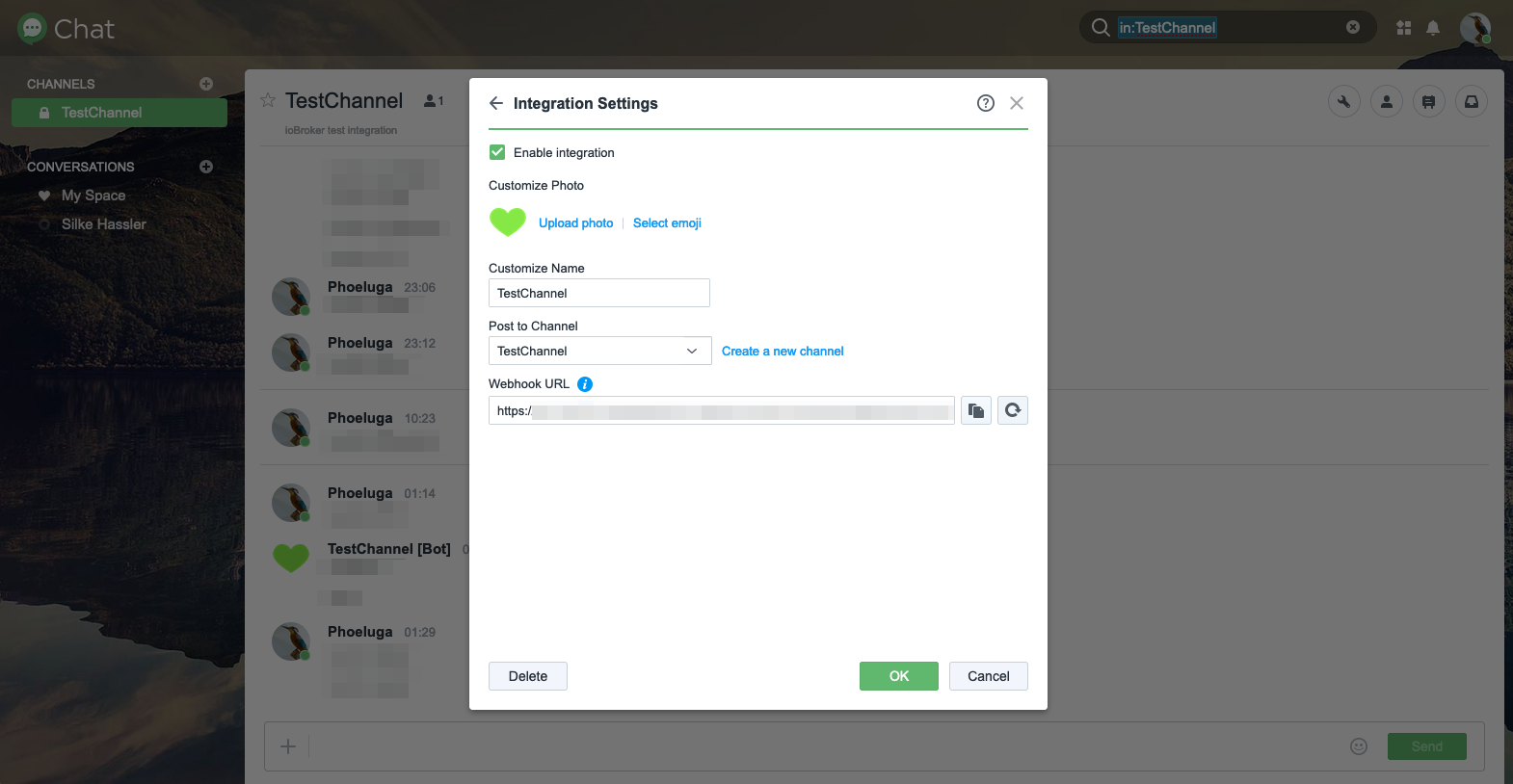 SynoChatIntegrationIncomingSettings
