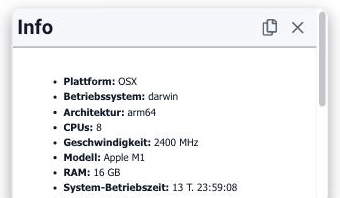 Die Info-Ansicht einer Host-Kachel
