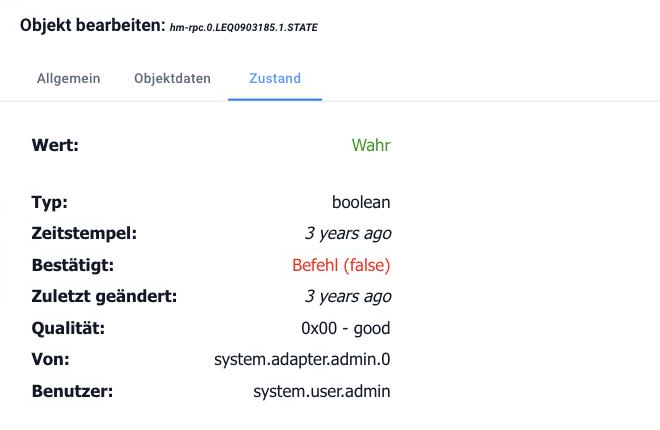Die Zustandsdaten eines Datenpunkts im Objekt-Editor