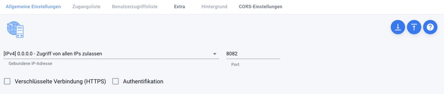 Die allgemeinen Einstellungen der web-Instanz